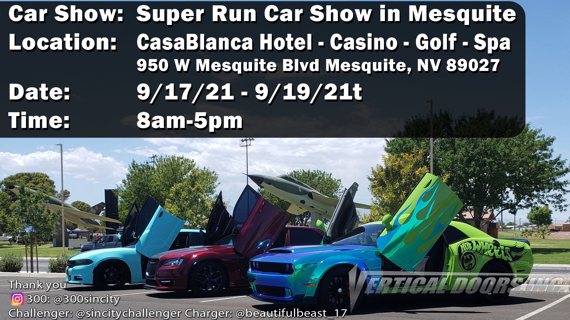 Car Show | 9/17/21 | Super Run Car Show in Mesquite | Mesquite, NV | @300sincity Challenger: @sincitychallenger Charger: @beautifulbeast_17