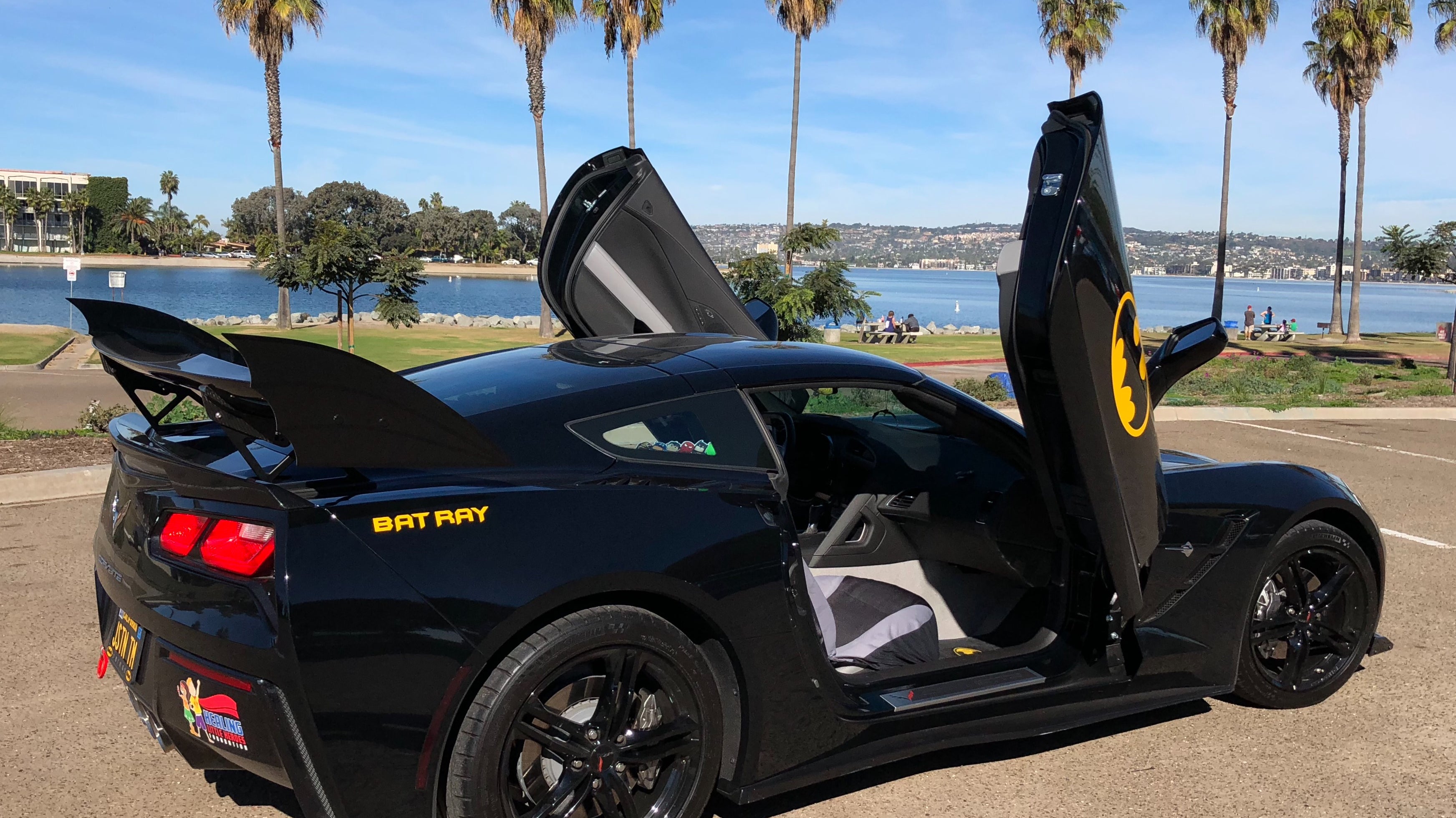 Healing Little Heroes Foundations, showing off it's Bat-Ray C7 Corvette with Lambo Doors