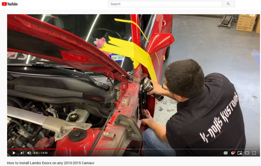 Installer | Kanoh's Lambos | YouTube Channel | Installation of a Vertical Doors, Inc. kit on a Chevy Camaro by K-Noh's Kustoms