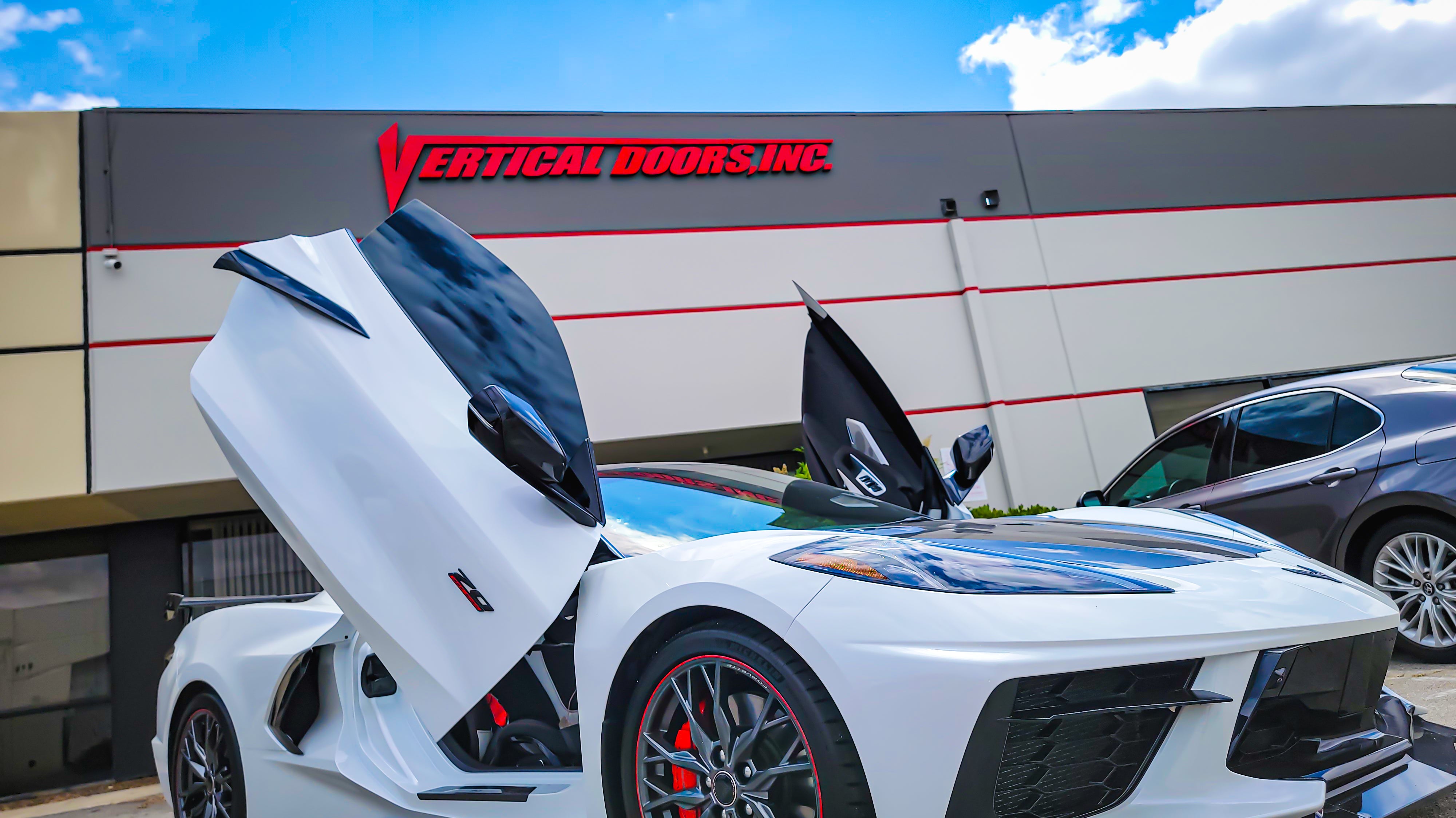 Chevrolet Corvette C8 featuring Door conversion kit by Vertical Doors, Inc. AKA "Lambo Doors"