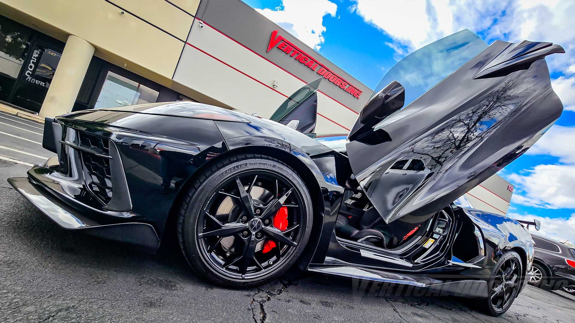 Lambo door conversion hinge kit for the Chevrolet Corvette C8 just got installed by Vertical Doors Inc. in Lake Elsinore California. 11725