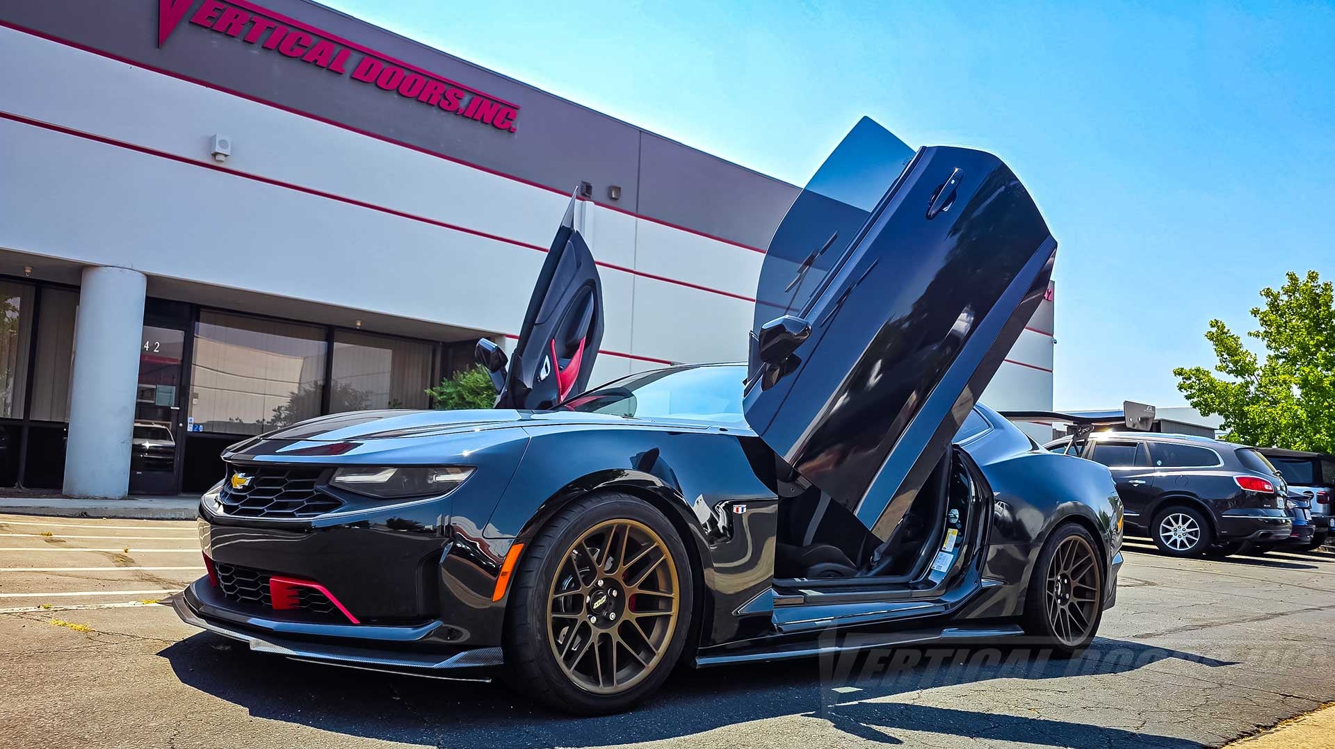 @emsgryan’s Chevrolet Camaro flexin’ with our Lambo Door Conversion Kit installed right here at Vertical Doors, Inc. in Lake Elsinore, CA