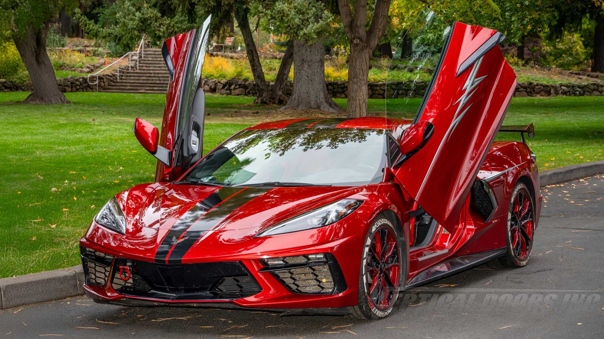 Gary + Extreme Details + Vertical Doors, Inc. = One Stunning Mist Red 2023 Corvette C8 in Oregon
