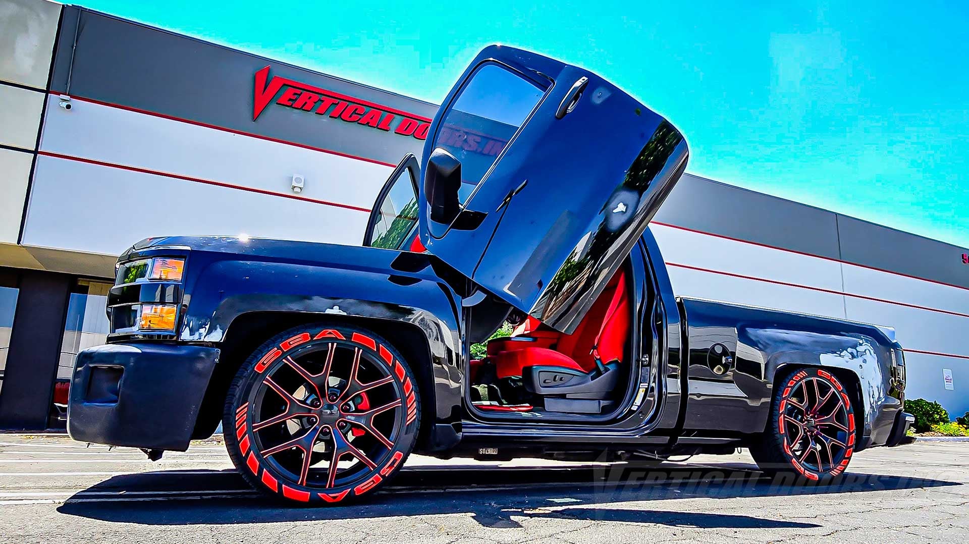 La Diabla Gets Lambo Doors! Vertical Doors, Inc. Transforms a 2014 Chevrolet Silverado with Our Signature Kit
