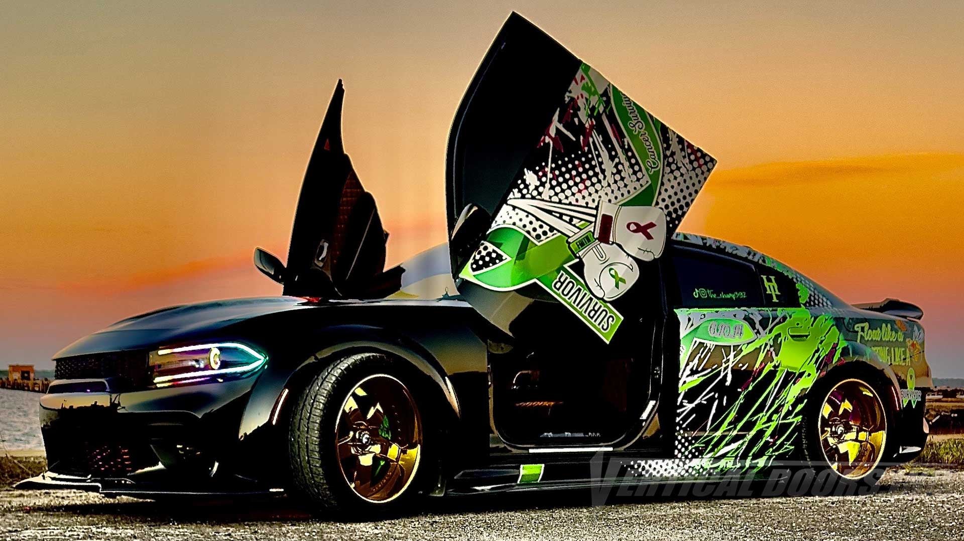 Dodge Charger 392 Widebody Scat Pack showing off Vertical Lambo Doors kit by Vertical Doors, Inc.
