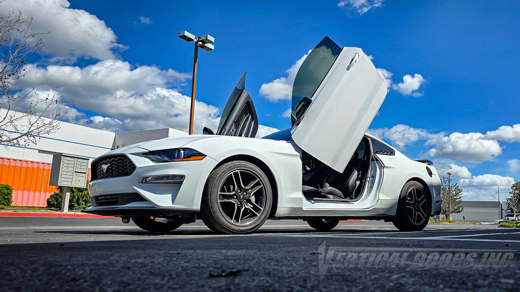 Check out @1sickstang Ford Mustang with lambo door conversion installed and manufactured by Vertical Doors, Inc.