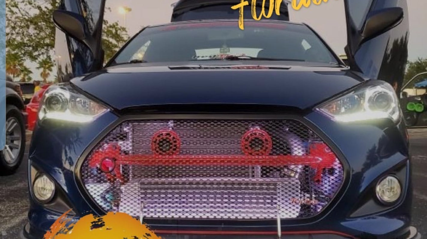 Elite Tuner Florida | Come check out Jose's Hyundai Veloster featuring Vertical Doors, Inc., vertical lambo door conversion kit.