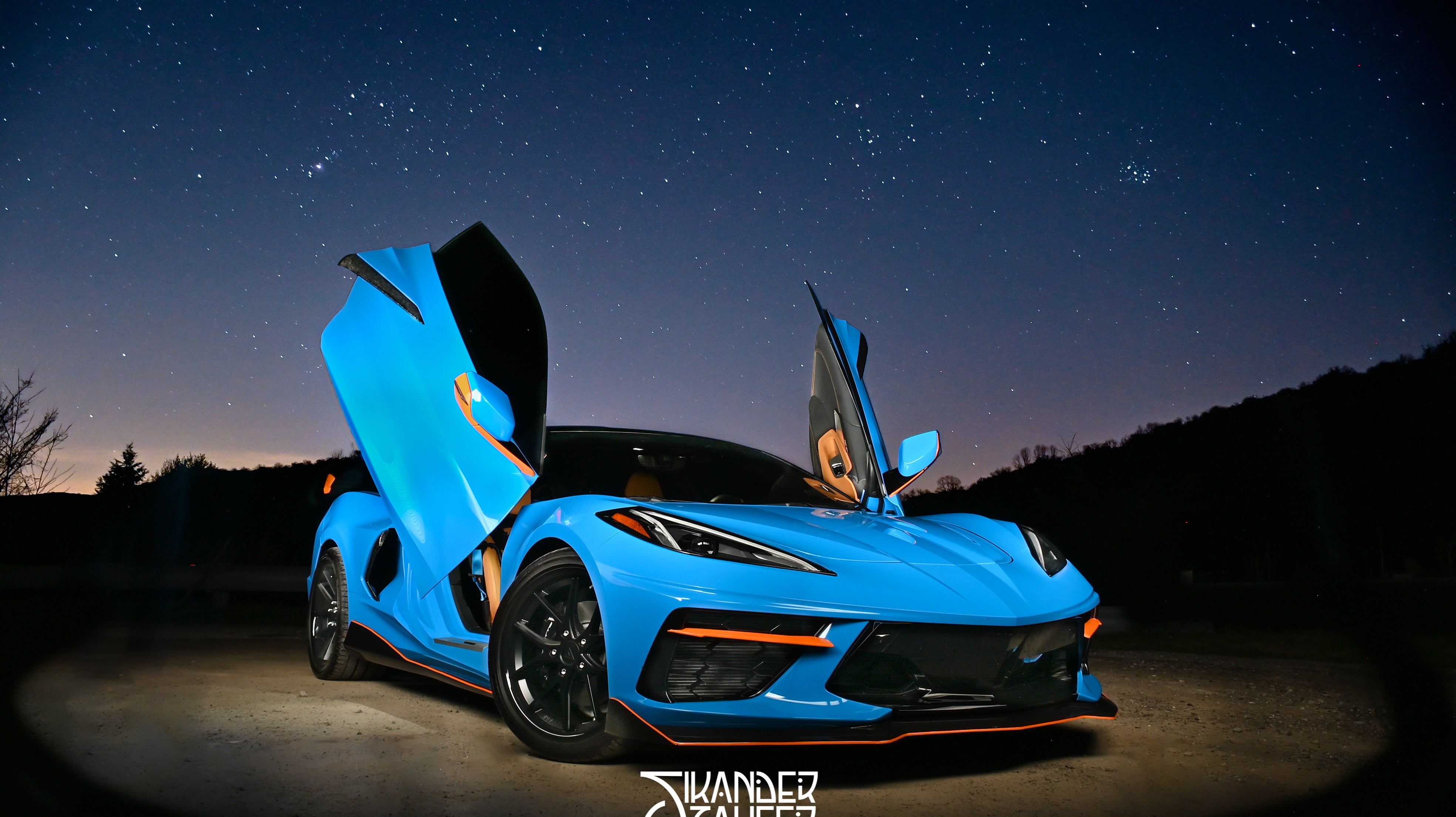 Check out Andrew's @c8_v4s Chevrolet Corvette C8 from Canada featuring Vertical Doors, Inc., vertical lambo door conversion kit.