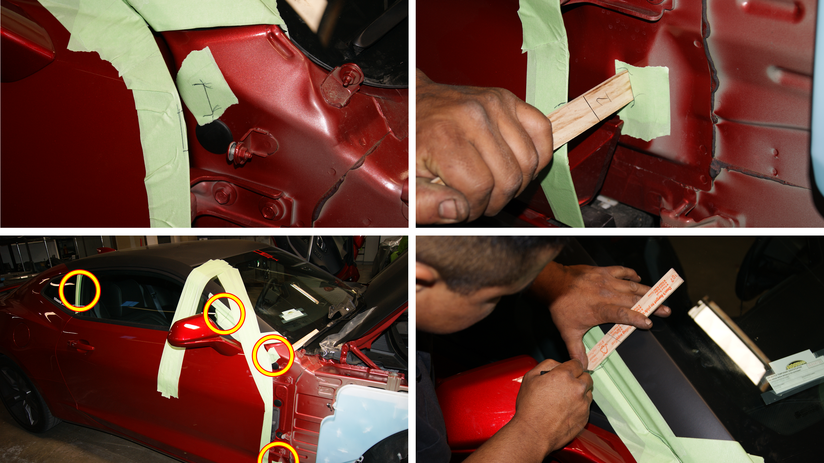 Door Conversion Installation, marking the factory door location. Vertical Lambo Door Install tips