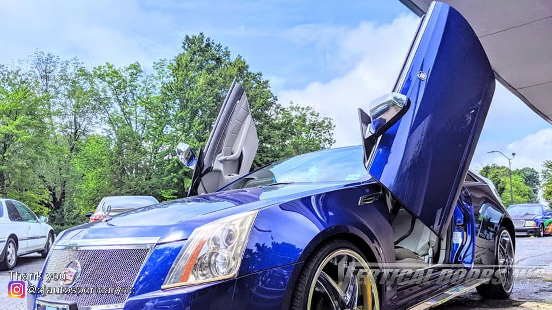 Installer | CJ Autosport | Cary, NC | Cadillac CTS featuring Vertical Doors, Inc., vertical lambo doors conversion kits.