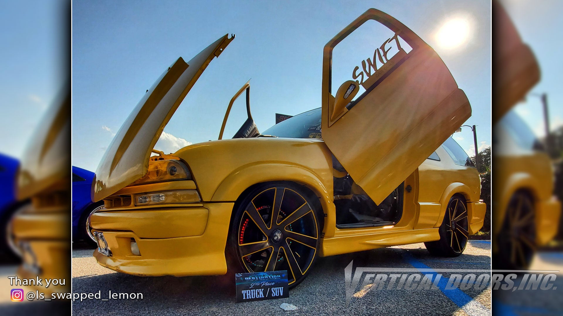 Justin's @ls_swapped_lemon Chevrolet Blazer Extreme from South Carolina featuring Vertical Lambo Doors Conversion Kit from Vertical Doors, Inc.