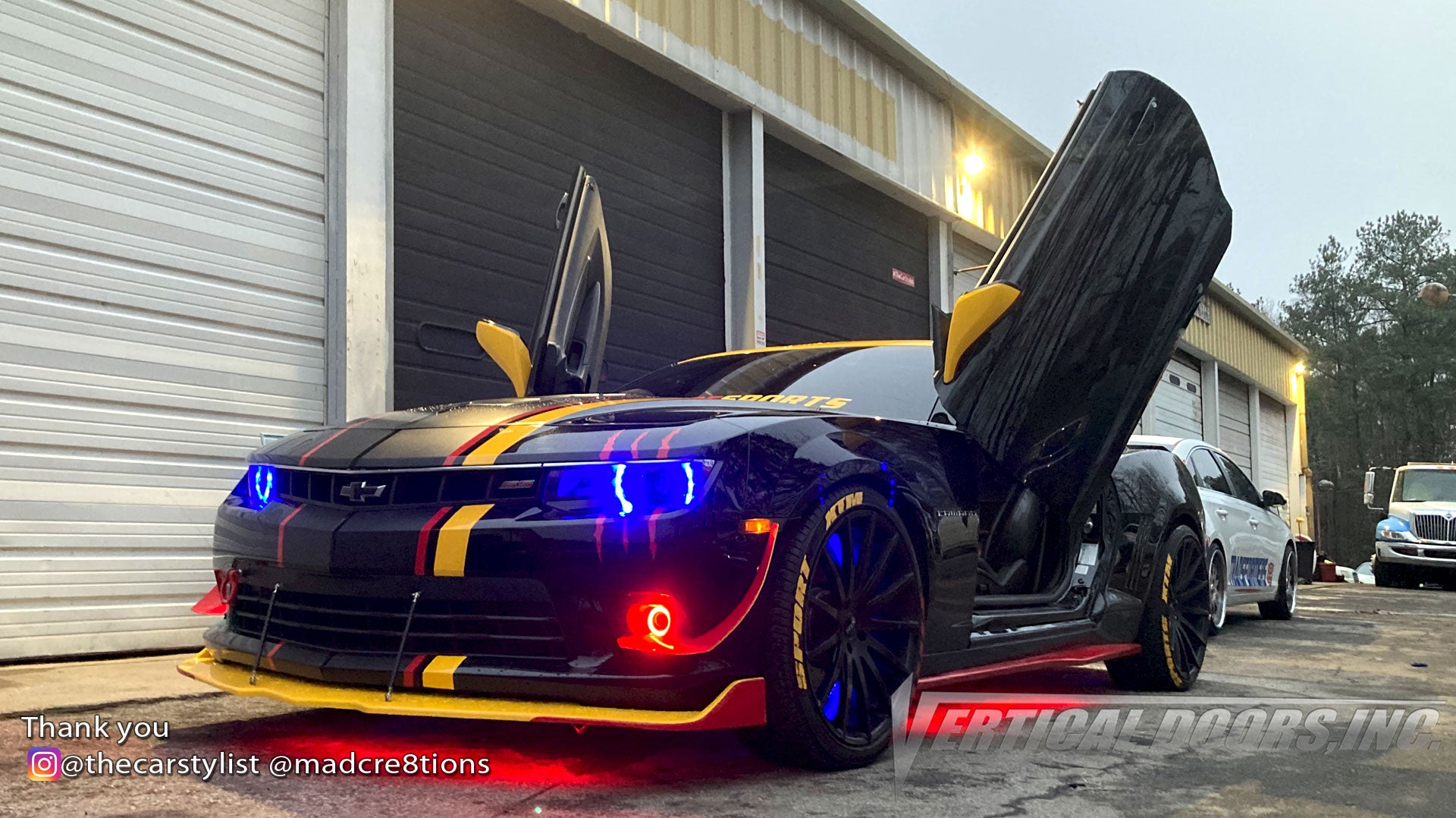 Installer | Mad Creations ATL | Atlanta, GA | Chevrolet Camaro featuring Verical Doors, Inc. vertical lambo door conversion kit.