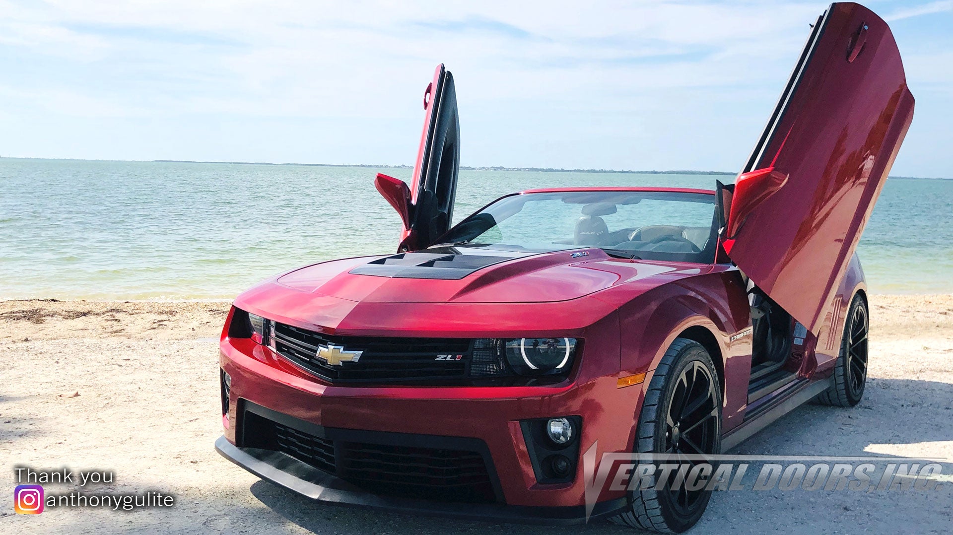 Installer | BadAss Rides LLC | Fort Myers, FL | Chevrolet Camaro featuring Vertical Doors, Inc. vertical lambo doors conversion kit.