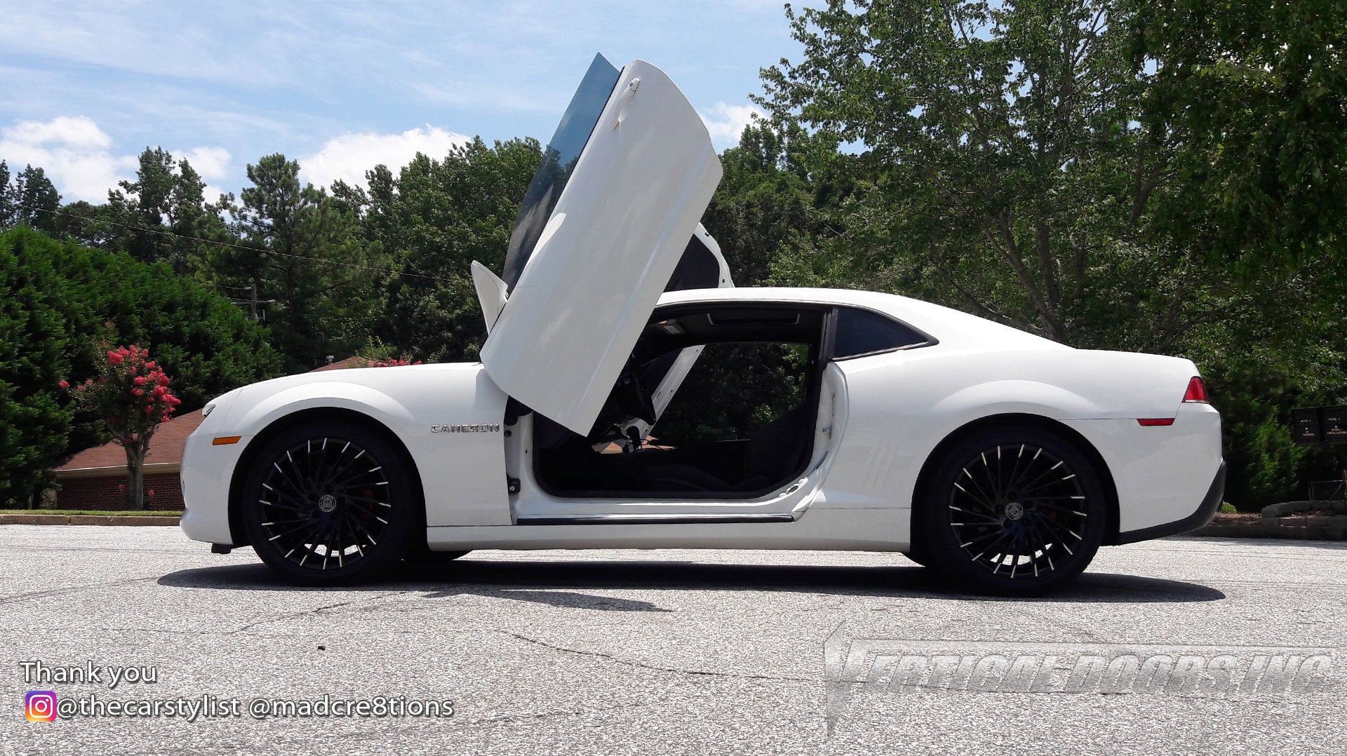 Installer | Mad Creations ATL | Longanville, GA | Chevrolet Camaro featuring Verical Doors, Inc. vertical lambo door conversion kit.