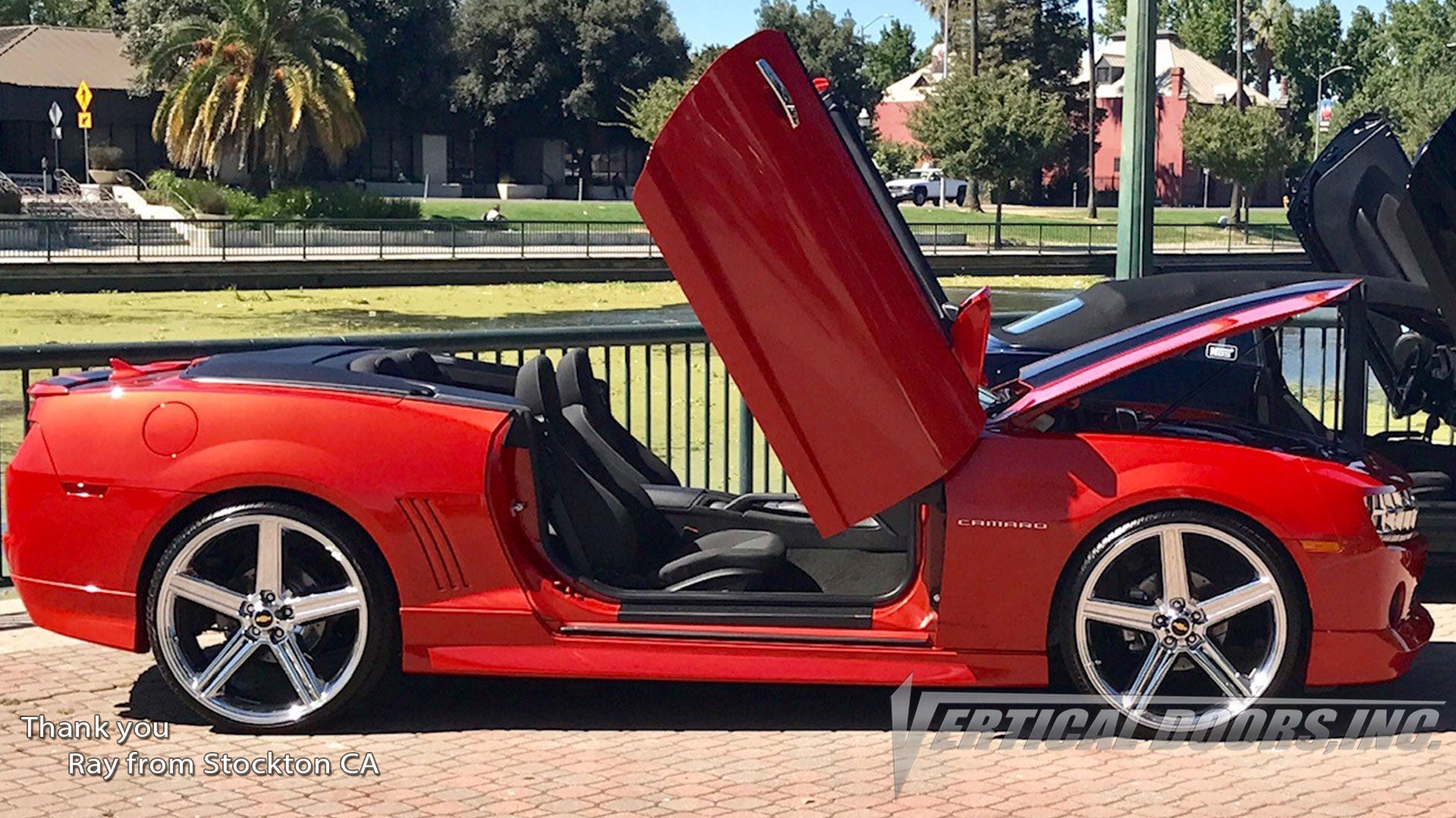 Ray's Chevrolet Camaro Convertible from California featuring Door Conversion kit by Vertical Doors Inc. AKA "Lambo Doors"