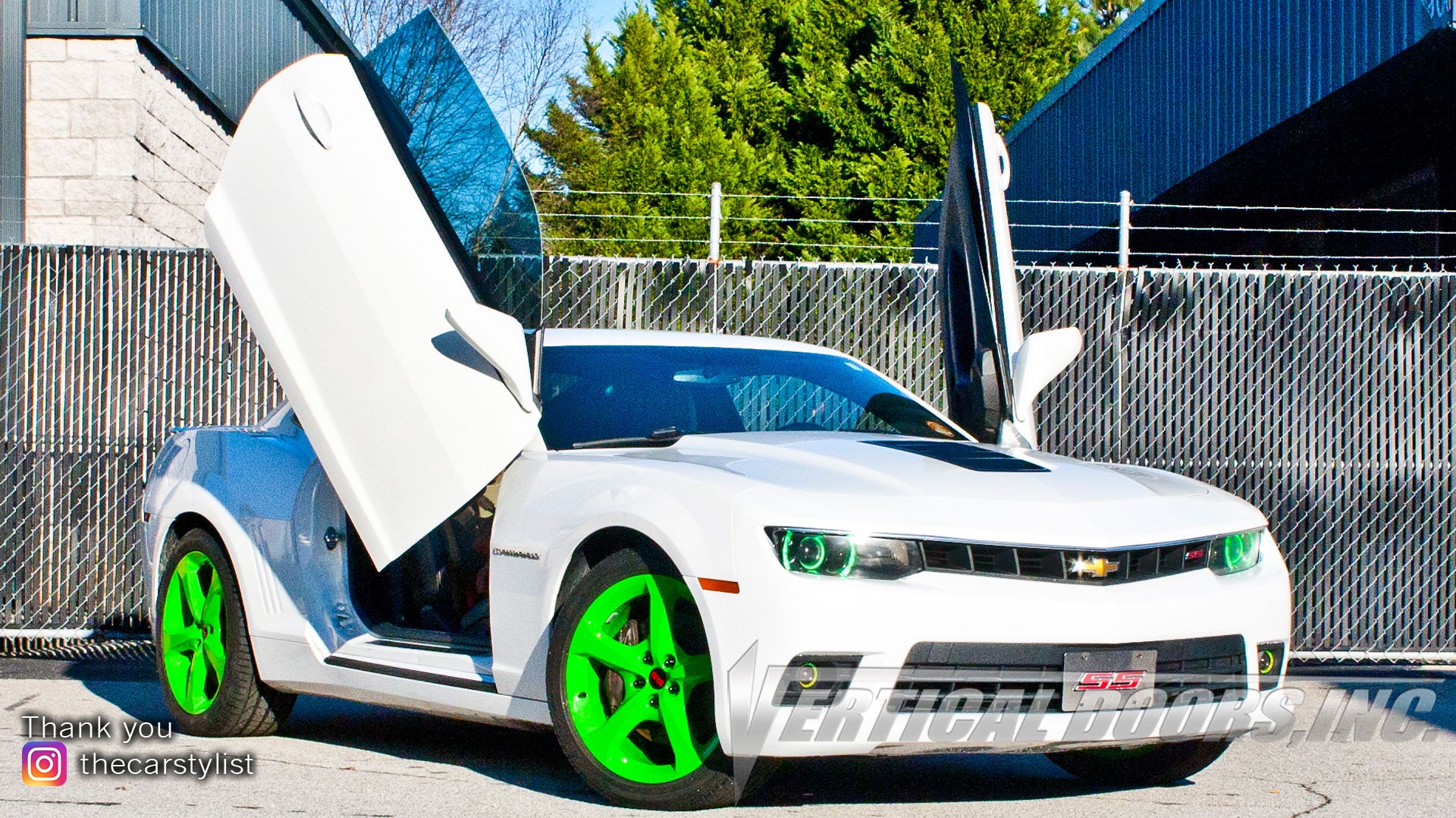 Installer | Mad Creations ATL | Longanville, GA | Chevrolet Camaro featuring Verical Doors, Inc. vertical lambo door conversion kit.