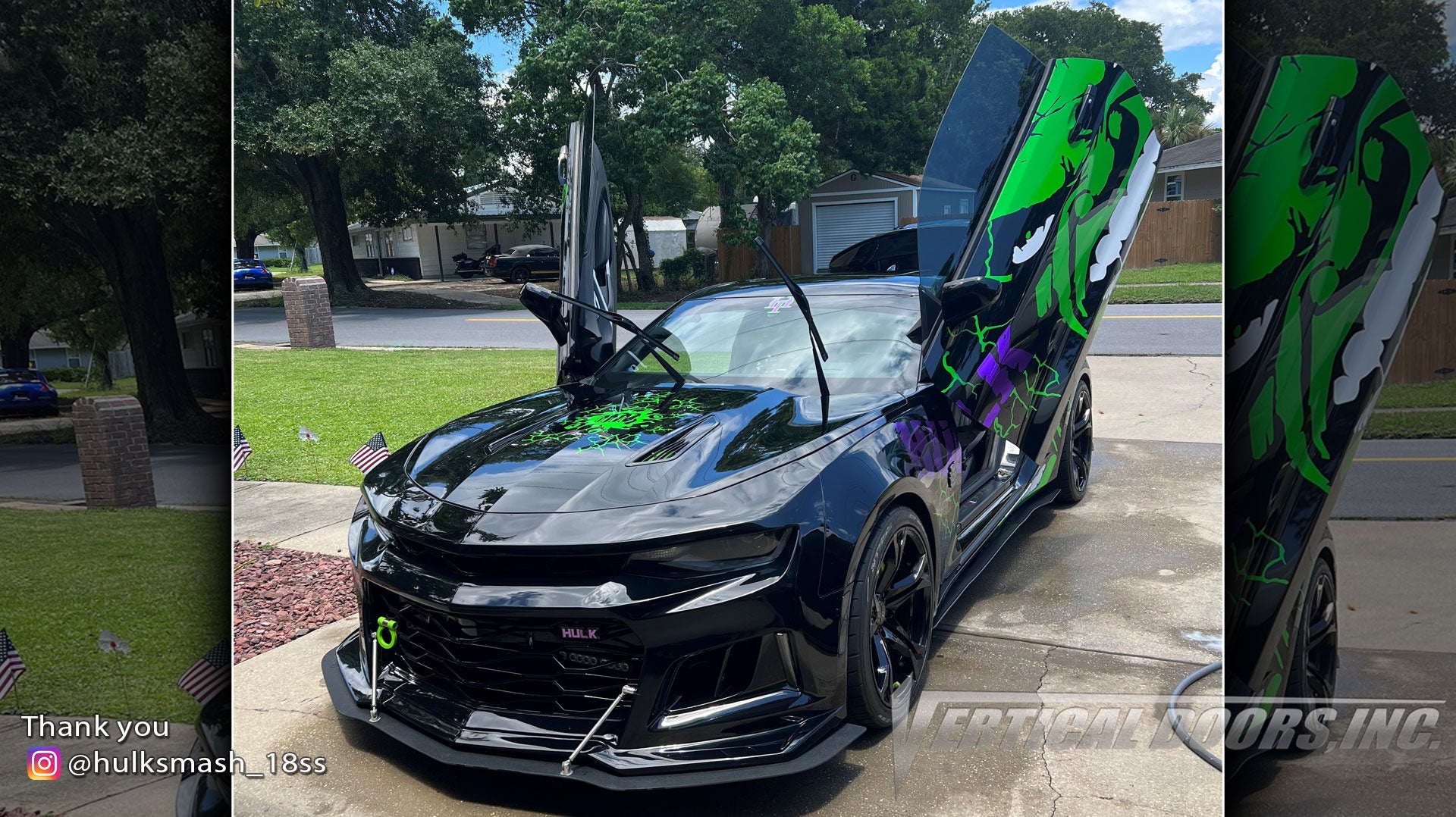 Check out @hulksmash_18ss Chevrolet Camaro from Florida featuring Vertical Doors, Inc., vertical lambo doors conversion kit.