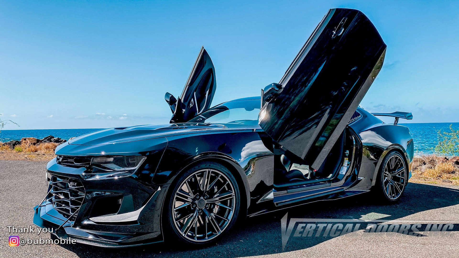 Check out Darius's @bubmobile 2018 Camaro ZL1 featuring Vertical Lambo Doors Conversion Kit from Vertical Doors, Inc.