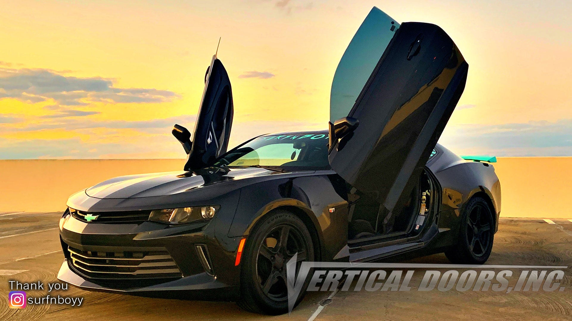 Surfnboyy's 2017 Camaro featuring Vertical Doors's Inc., Vertical Lambo Doors Conversion Kit.