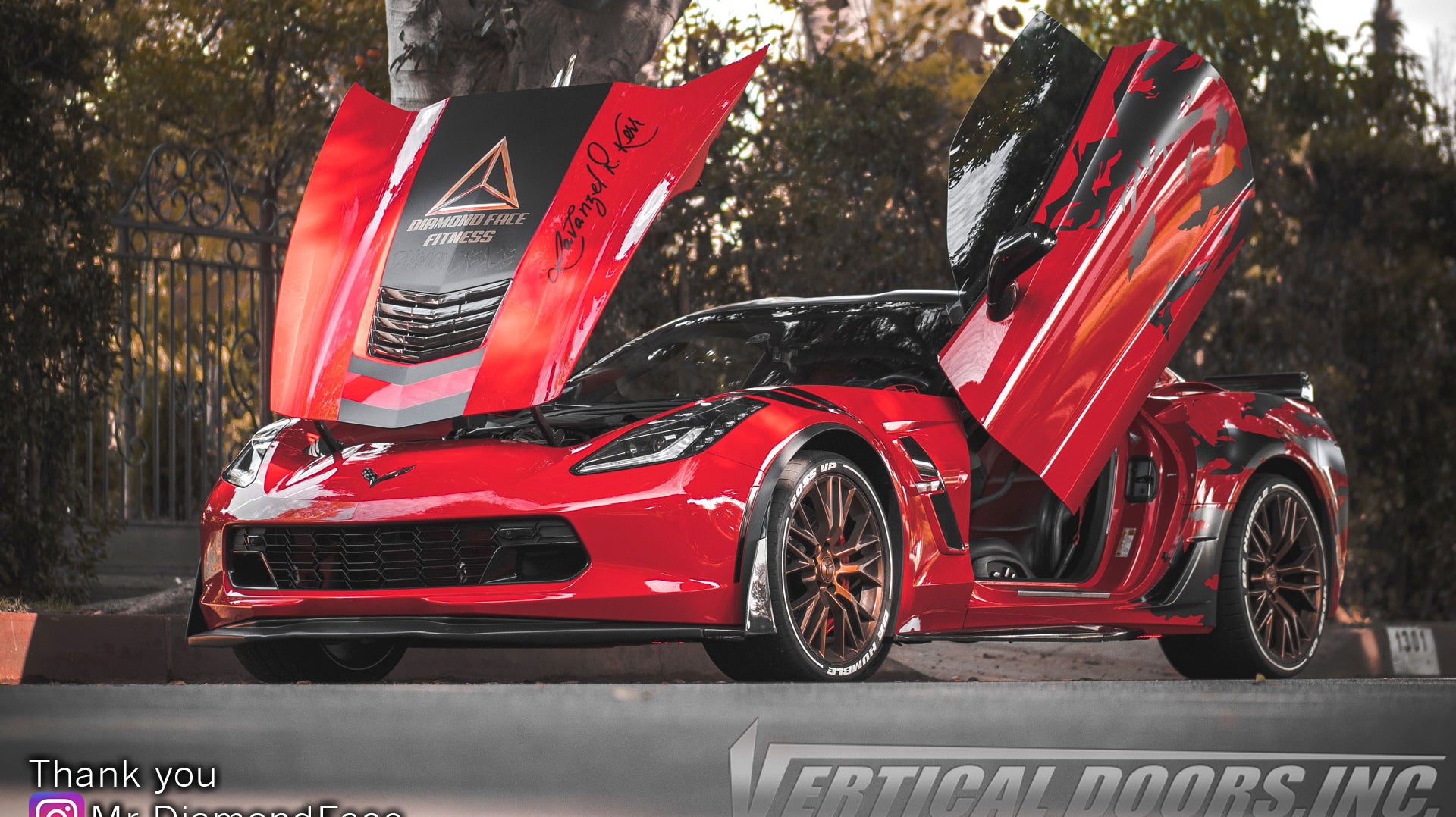 Lavanzel's badass Chevrolet Corvette C7 Grand Sport featuring Vertical Doors, Inc., vertical lambo doors conversion kit.