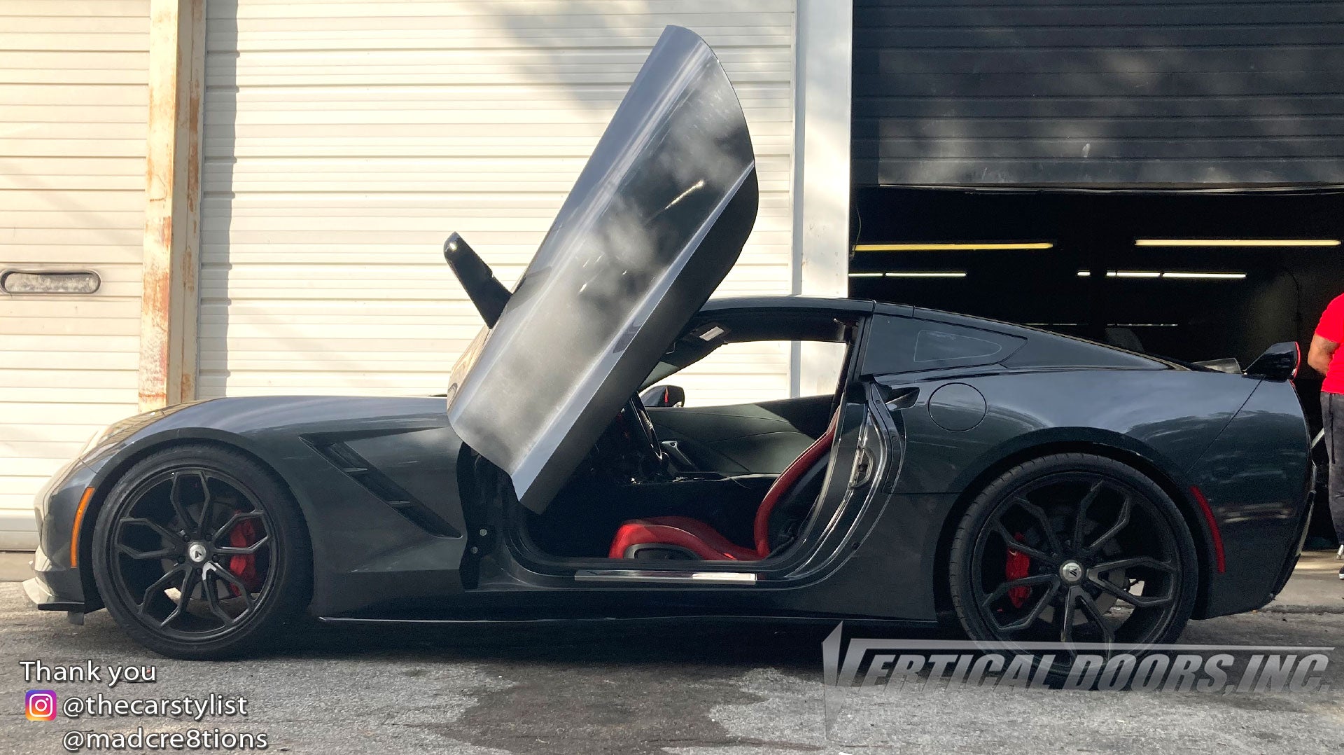 Installer | Mad Creations ATL | Atlanta, GA | Chevy Corvette C8 featuring Vertical Lambo Doors Conversion Kit by Vertical Doors, Inc.