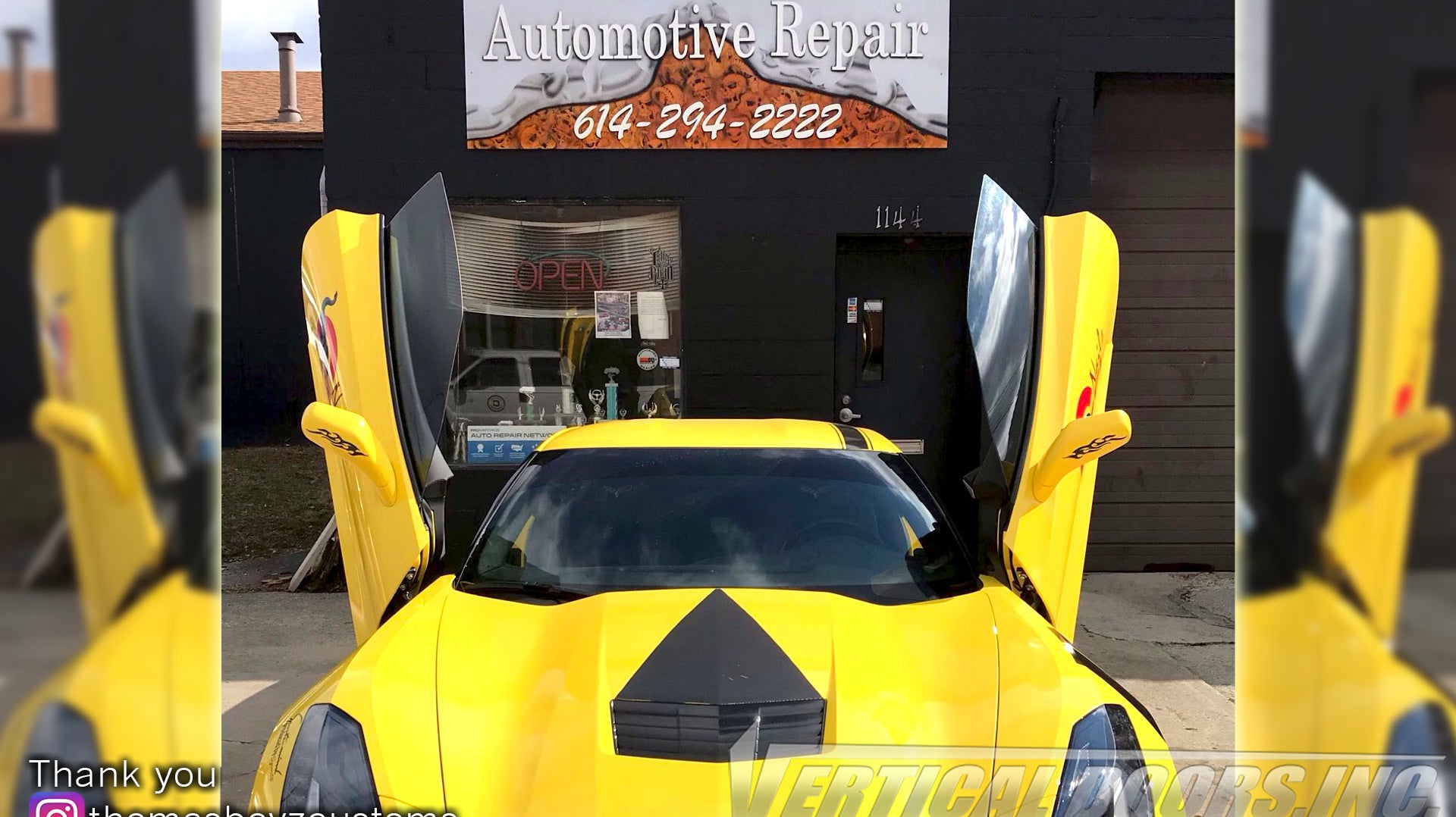 Installer | Thomas Boyz Customs | Columbus, OH | Chevrolet Corvette C7 Vertical Doors, Inc., vertical lambo door conversion kit.