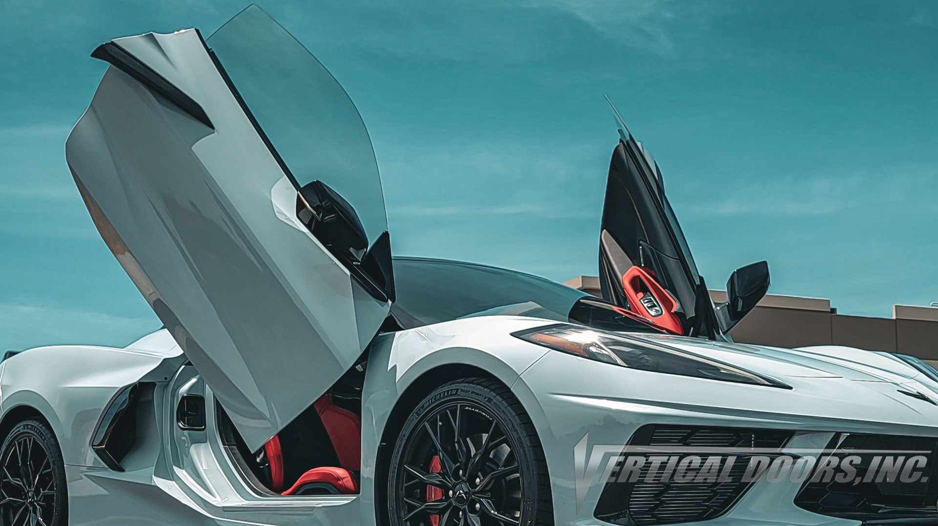 Check out Solida's Chevrolet Corvette C8 Ceramic Matrix Gray Metallic from Nevada featuring Vertical Door conversion kit by Vertical Doors, Inc. AKA "Lambo Doors"