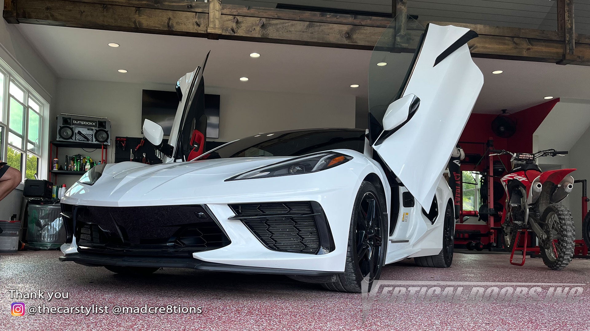 Installer | Mad Creations ATL | Murfreesboro TN | Corvette C8 featuring Vertical Door conversion kit by Vertical Doors, Inc. AKA "Lambo Doors"