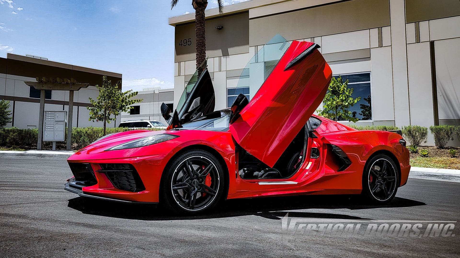 Check out @morrisbell12021 Chevrolet Corvette C8 from California featuring Vertical Door conversion kit by Vertical Doors, Inc. AKA "Lambo Doors"