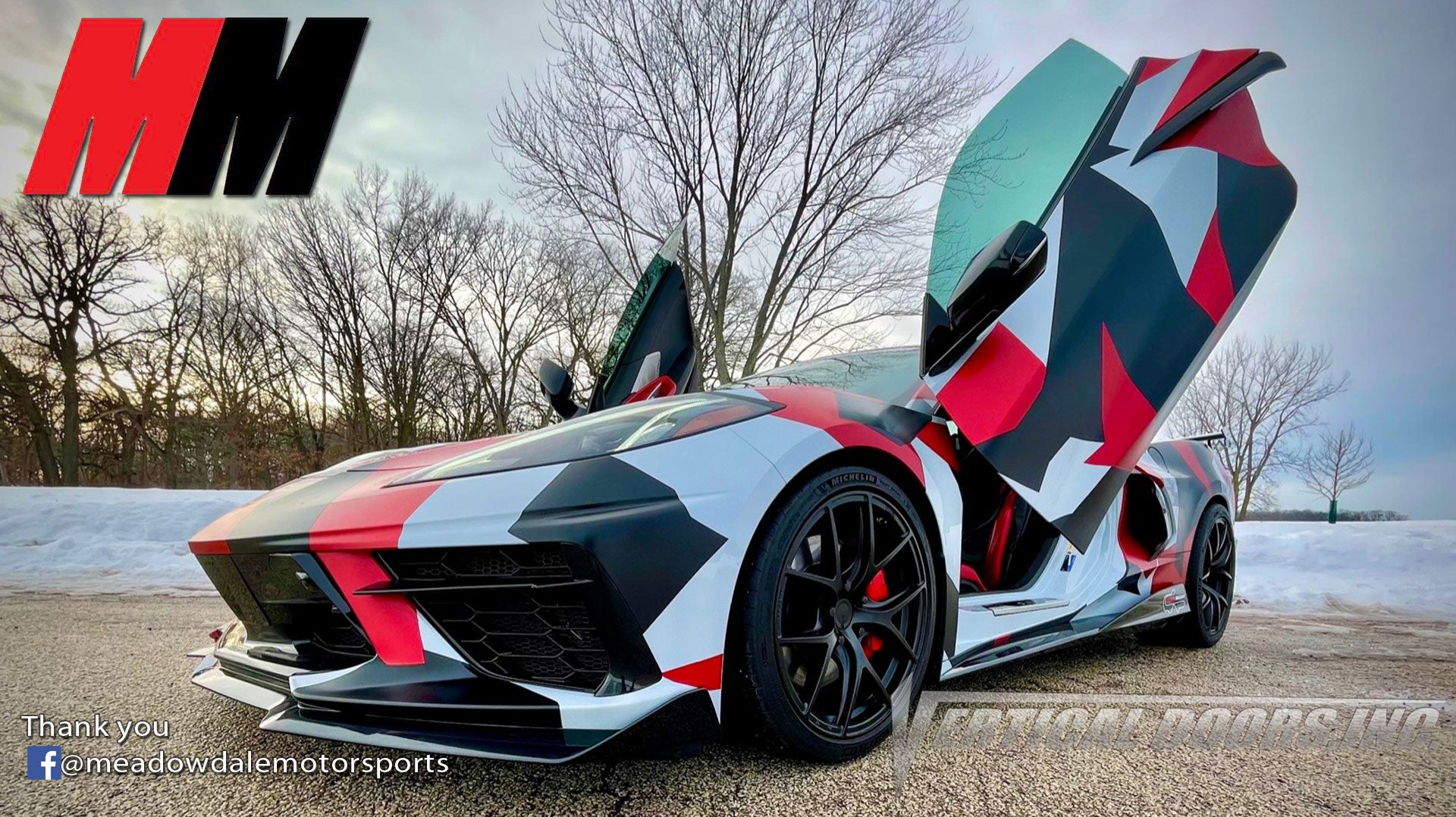 Installer | Meadowdale Motorsports | Carpentersville, IL | Chevrolet Corvette C8 Vertical Doors, Inc., vertical lambo door conversion kit.