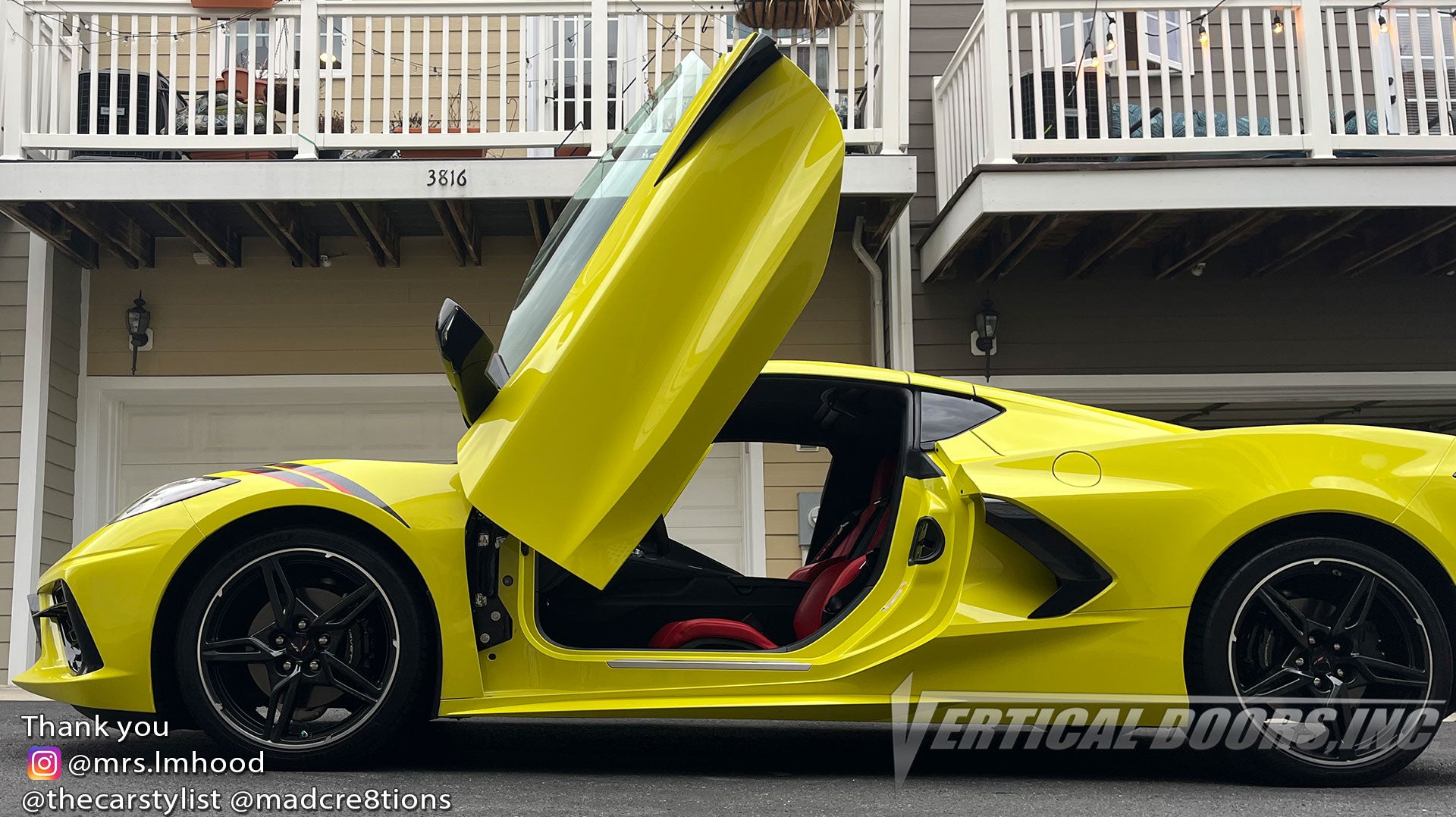 Installer | Mad Creations ATL | Atlanta, GA | Chevy Corvette C8 featuring Vertical Lambo Doors Conversion Kit by Vertical Doors, Inc.