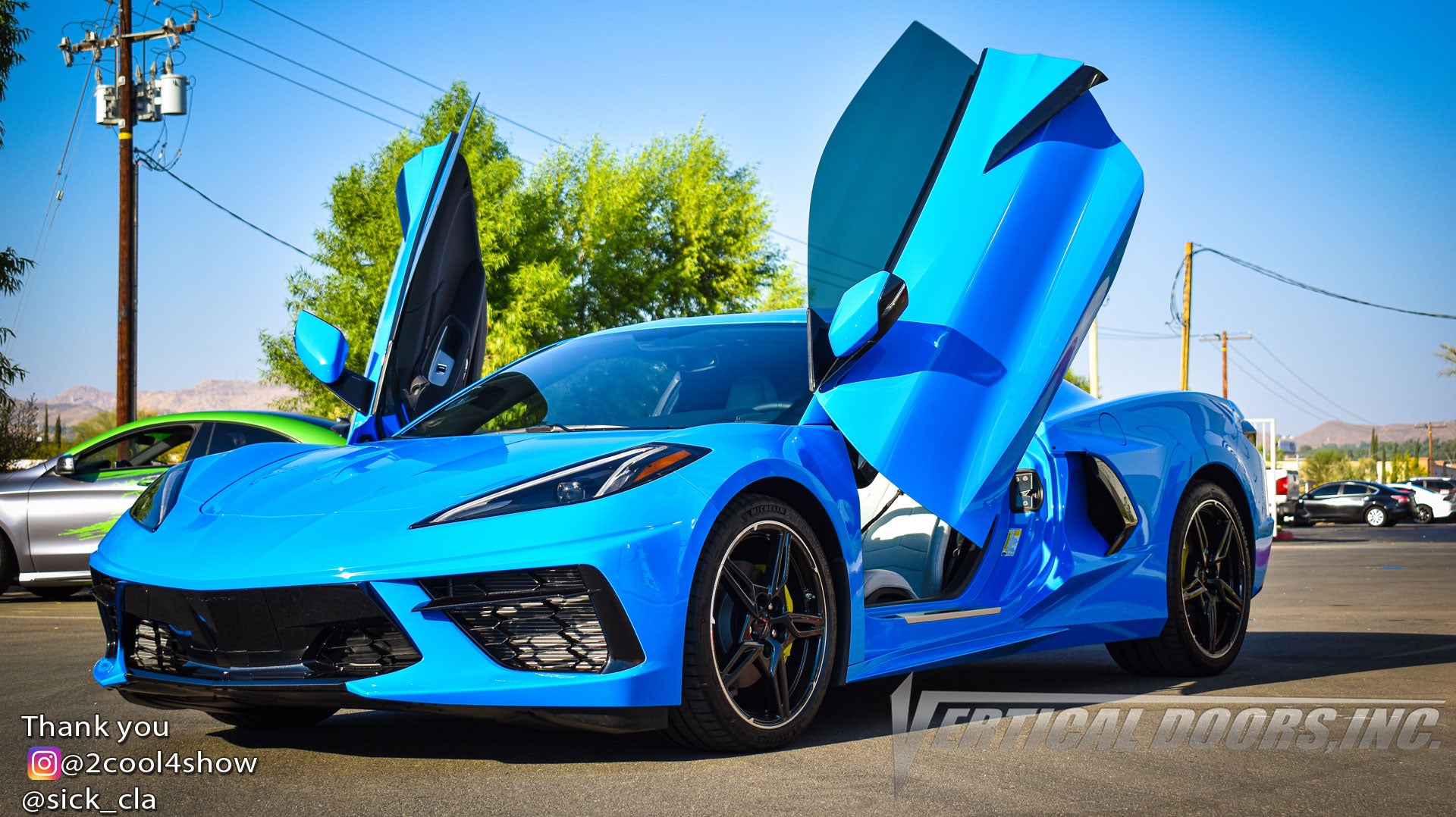 Check out Stephen's @2cool4show C8 Corvette featuring Vertical Doors, Inc. door conversion kit.