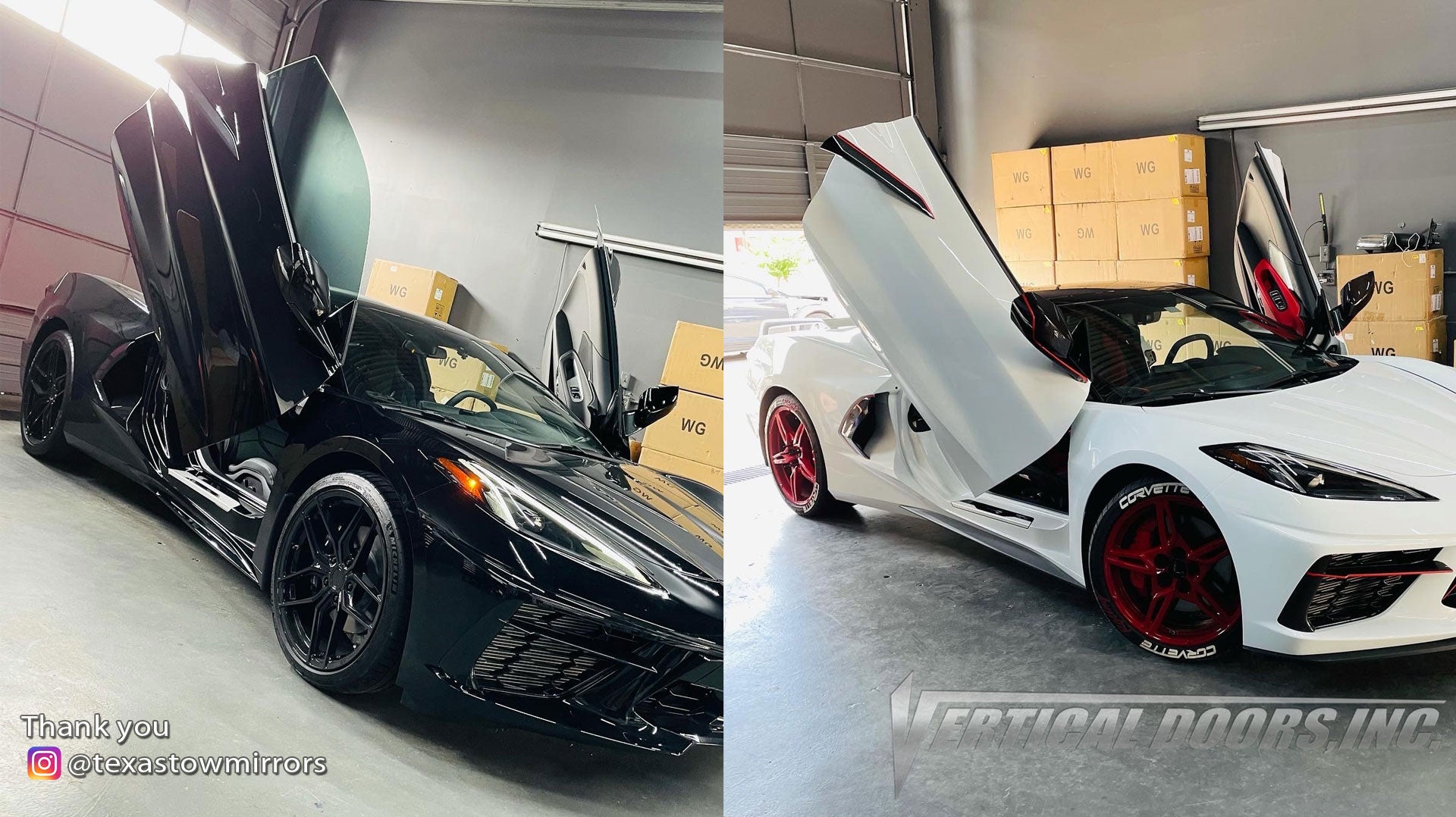 Installer | Texas Tow Mirrors (K-Noh's Kustoms) | Houston, TX | Chevy Corvette C8 featuring Vertical Lambo Doors Conversion Kit by Vertical Doors, Inc.