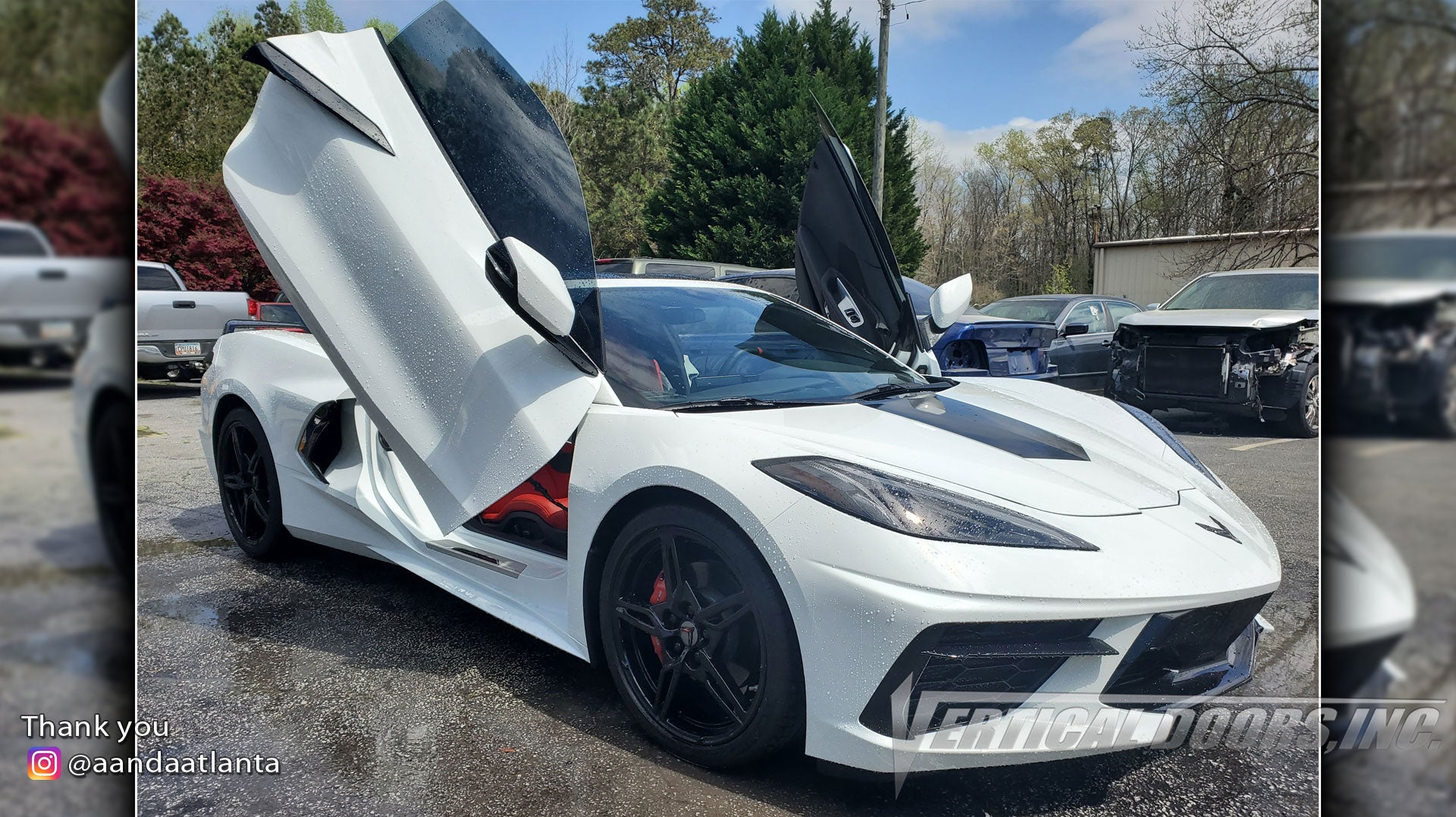 Installer | A and A Atlanta Automotive | Conyers, GA | Chevrolet Corvette C8 featuring Vertical Doors, Inc., vertical lambo doors conversion kit.
