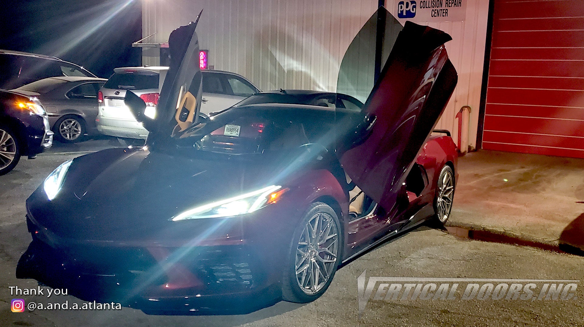 Installer | A and A Atlanta Automotive | Conyers, GA | Chevrolet Corvette C8 featuring Vertical Doors, Inc., vertical lambo doors conversion kit.