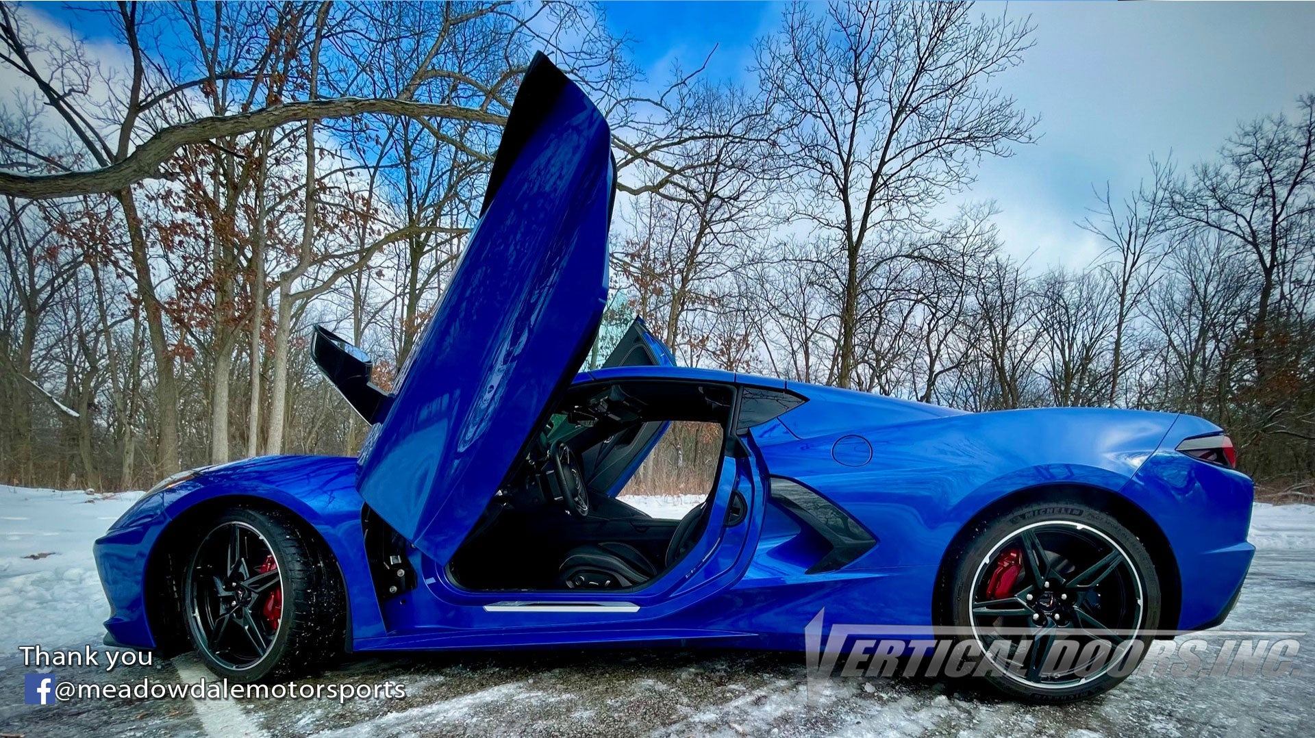 Installer | Meadowdale Motorsports | Carpentersville, IL | Chevrolet Corvette C8 Vertical Doors, Inc., vertical lambo door conversion kit.