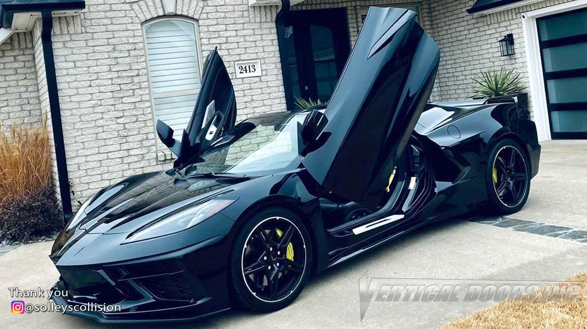 Installer | Solley's Collision Center | Ardmore, OK | Chevrolet Corvette C8 Vertical Doors, Inc., vertical lambo door conversion kit.