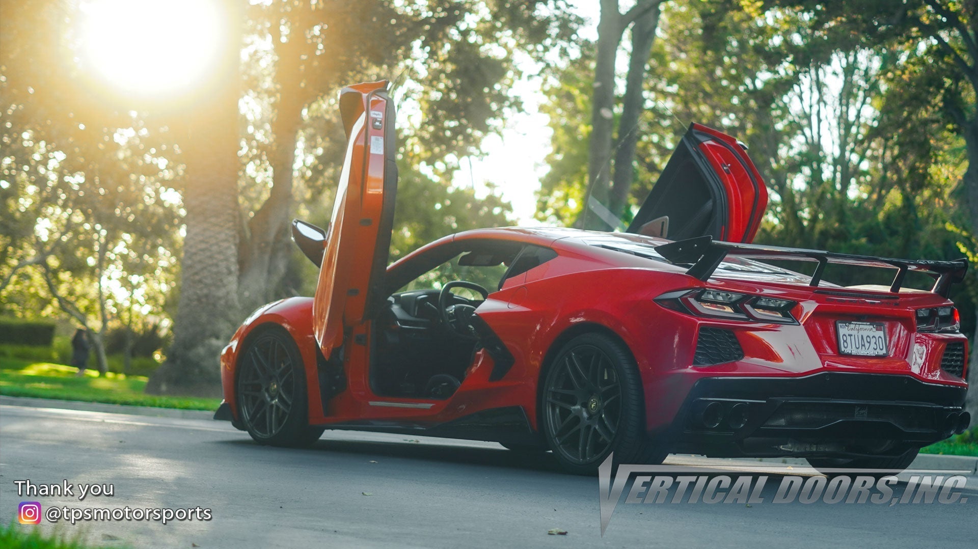 Vertical Door Installer | TPS Motorsports | Santa Clara, CA | Vertical Door Kit Installed on a Chevrolet Corvette C8
