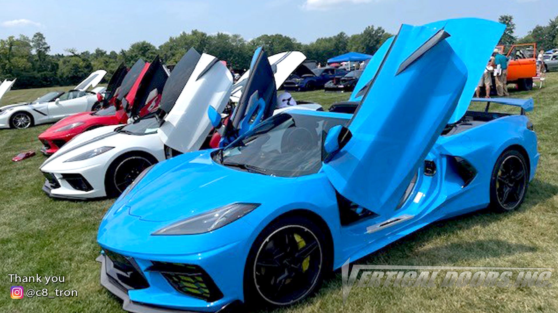 Check out @c8_tron Chevrolet Corvette C8 from Ohio featuring Vertical Doors, Inc., vertical lambo door conversion kit.