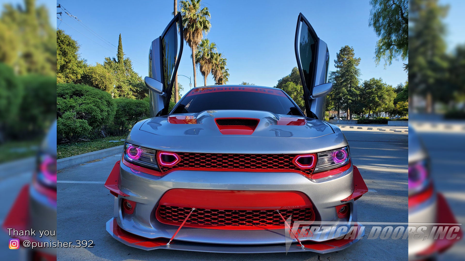 Check out @punisher.392 Dodge Charger from California featuring Vertical Doors, Inc., vertical lambo doors conversion kit.