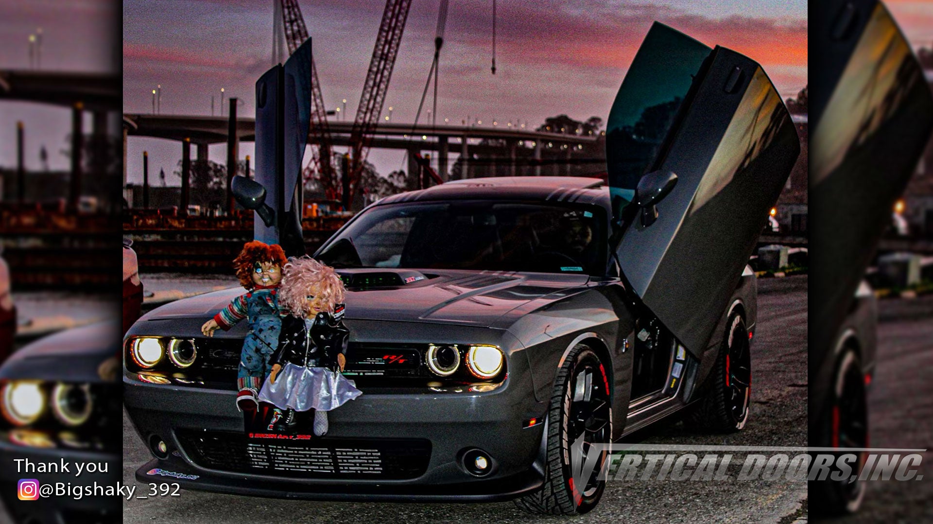 Check out Carl's @Bigshaky_392 Dodge Challenger from California featuring Vertical Doors, Inc., Vertical Lambo Doors Conversion Kits.