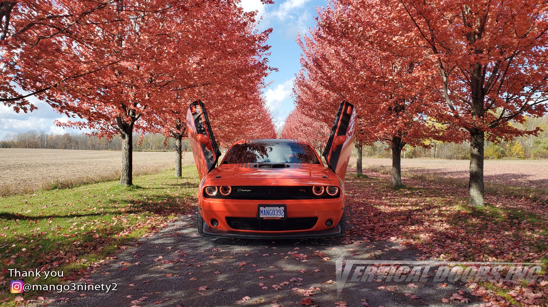 Check out Christopher's @mango3ninety2 Dodge Challenger from Ontario Canada featuring Lambo Door Conversion Kit by Vertical Doors Inc.