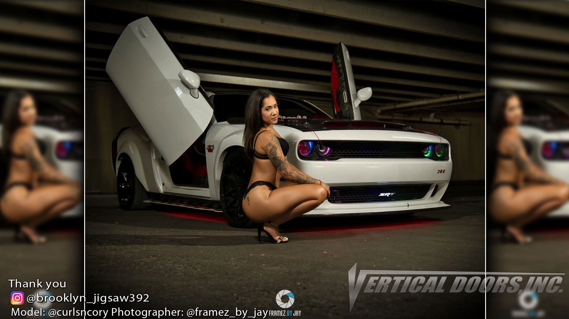 Check out Stephen's @Brooklyn_jigsaw392 Dodge Challenger featuring Vertical Doors, Inc., Vertical Lambo Doors Conversion Kits.