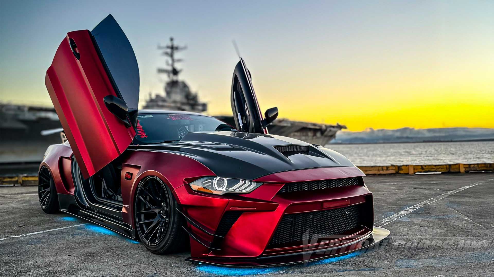 Check out @beastintheringks_ent Ford Mustang from California featuring Vertical Door conversion kit by Vertical Doors, Inc. AKA "Lambo Doors"