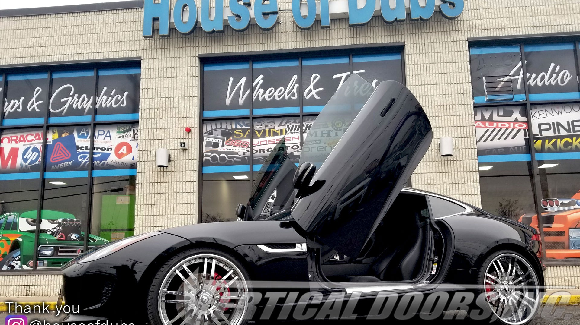 Installer | House of Dubs | Laurel, MD | Jaguar F-Type featuring Verical Doors, Inc. vertical lambo door conversion kit.
