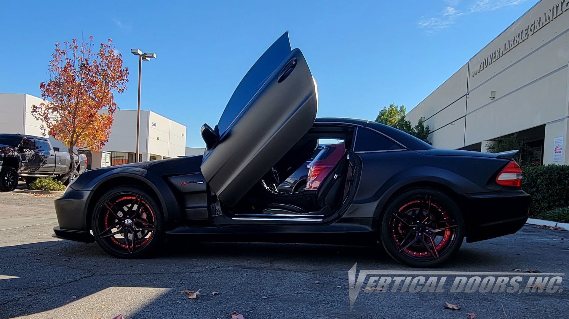 Mercedes Benz SL from California featuring Vertical Doors, Inc., vertical lambo doors conversion kit.