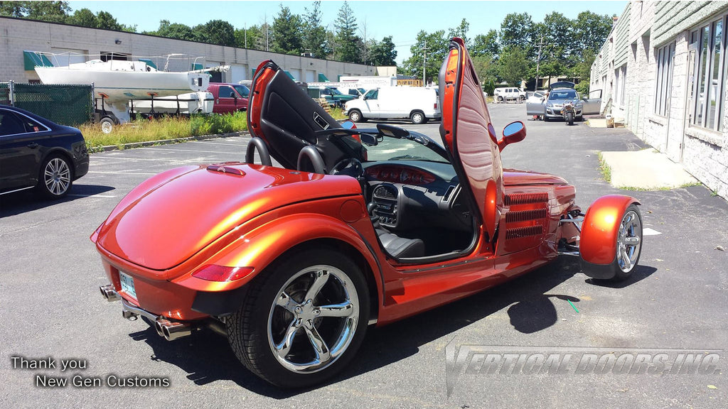 Installer | NewGen Customs| Holbrook, NY | Plymouth Prowler with Vertical Lambo Doors Conversion Kit for Vertical Doors, Inc.