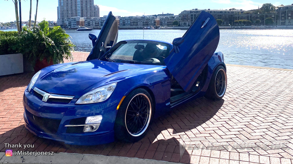 Check out @Misterjonesz Saturn Sky from Maryland with Vertical Lambo Doors Conversion Kit for Vertical Doors, Inc.