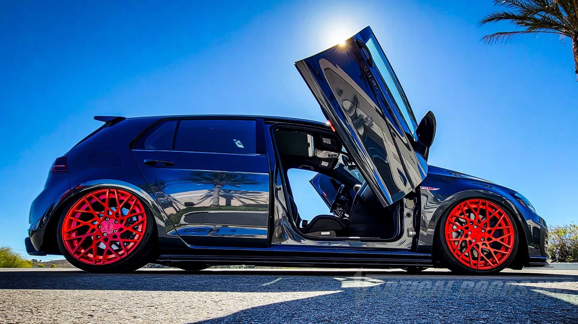 Volkswagen Golf GTI MK7.5 from California featuring Doors Conversion Kit from Vertical Doors, Inc. AKA “Lambo Doors”