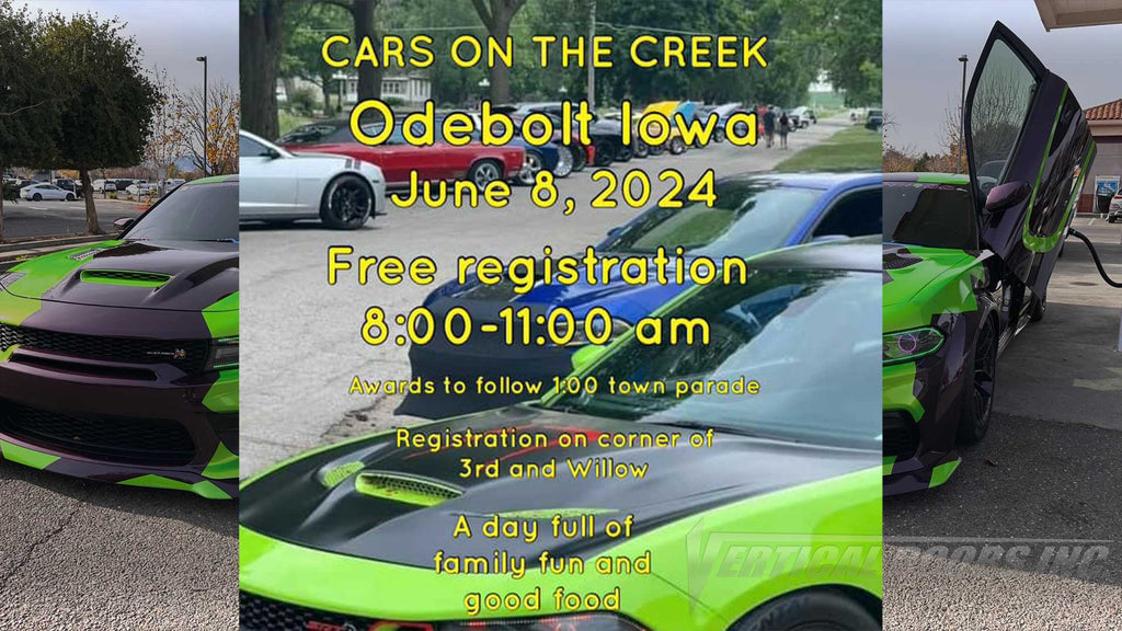 CAR SHOW | 6/8/24 | Odebolt Iowa 8-11am | Car on the Creek | Dodge Charger featuring Door Conversion by Vertical Doors, Inc.